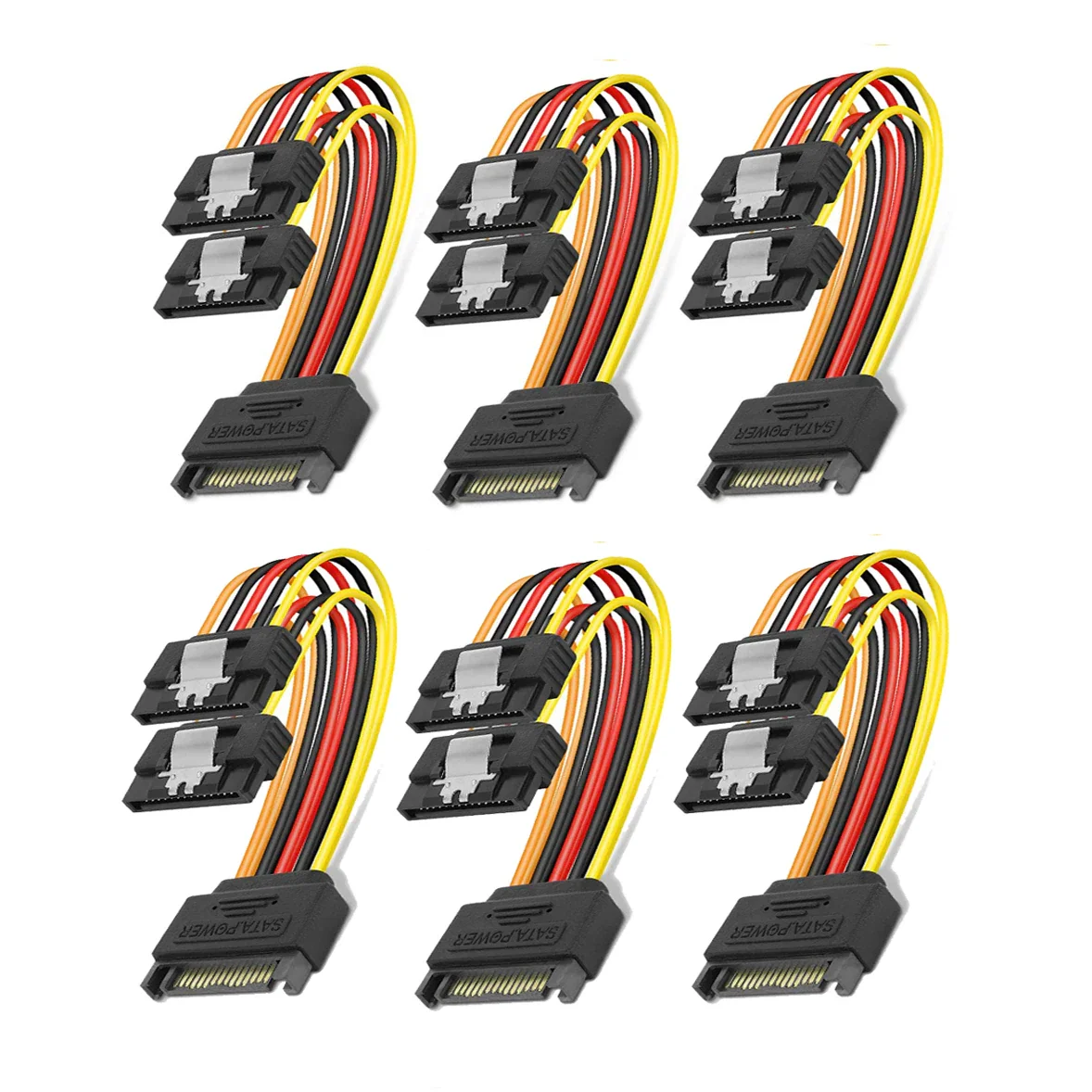 6 Pcs SATA Power Extension Cable,15 Pin SATA Male To Female Adapter Extender Cable Cord Adapter for Hard Drive Disk HDD SSD PCIE