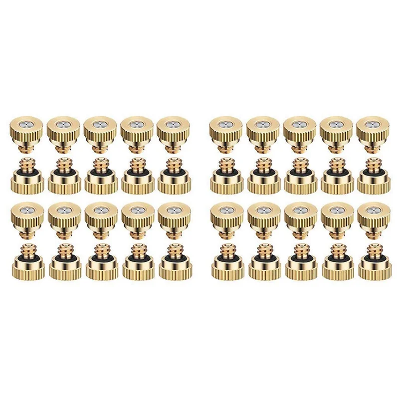 

AB46-40 Pack Brass Misting Nozzles Tees, Dust Control Mist Nozzle Sprinkler For Outdoor Cooling System 0.3 Mm