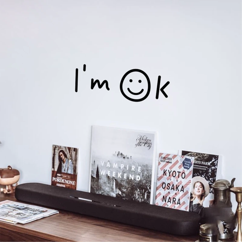 

Funny I'm Okay Wall Sticker Inspirational Studying Examination Background Dormitory Mirror Glass Door Decoration Room Wallpaper