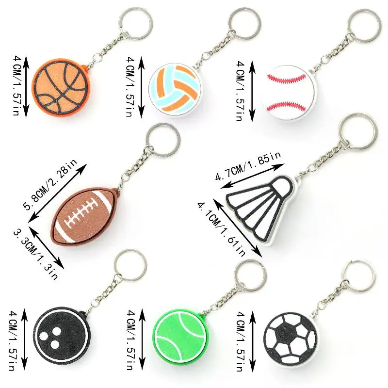 Push Bubble Sports Fidget Toy Keychain Basketball Football Style Sensory  for Anxiety Relief and Attention Improvement