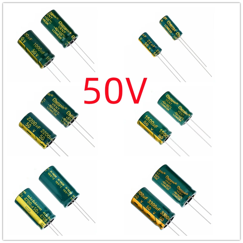 

50V DIP High Frequency Aluminum Electrolytic Capacitor 22uF 33uF 47uF 56uF 68uF 82uF 100uF 120uF 150uF 220uF 330uF 470uF 560uF