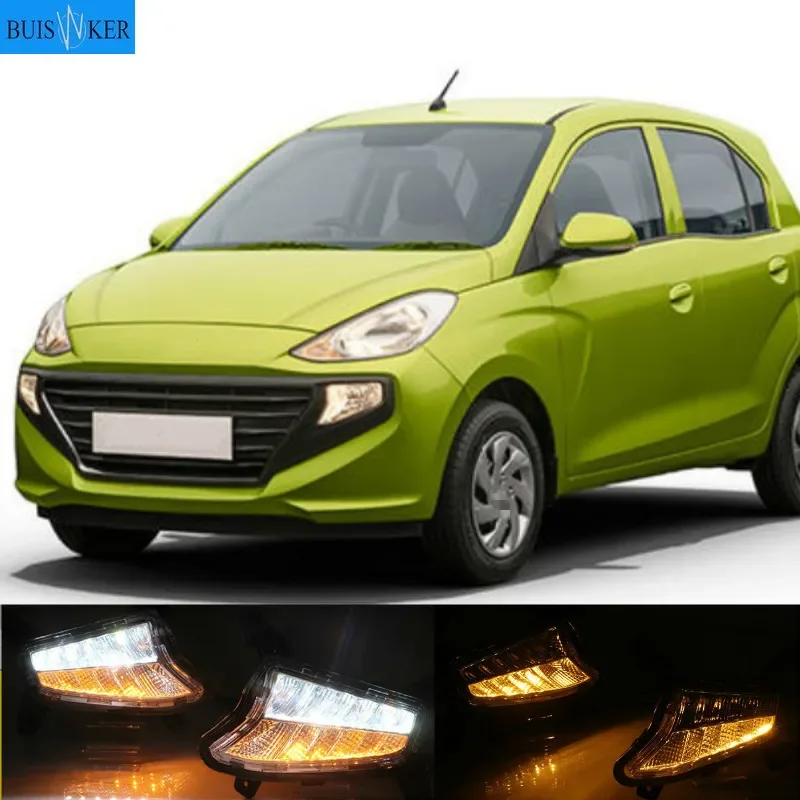 

1Pair LED fog lamp for Hyundai Santro 2018 2019 DRL Daytime Running Lights with Yellow Turn signal light drl