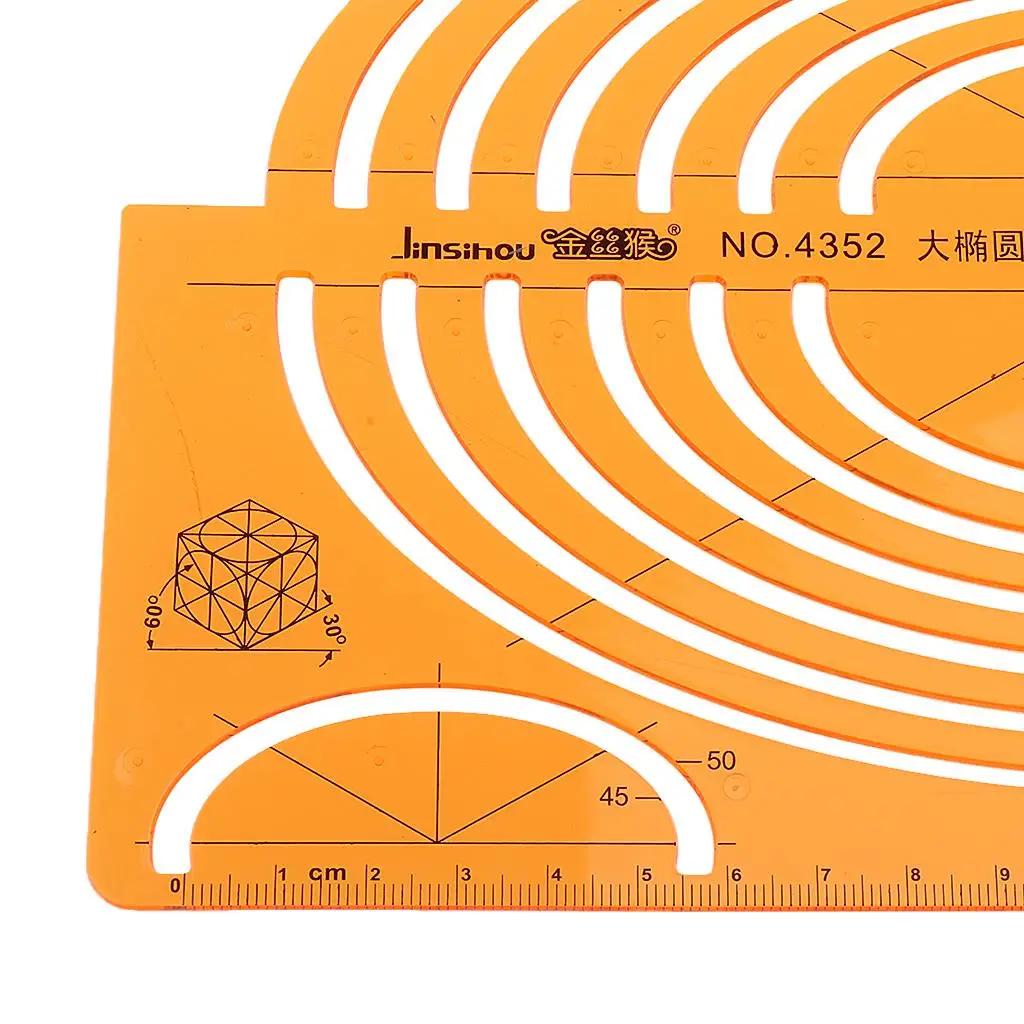 Isometric Ellipse Template Ruler 24.6cm Drafting Stencil for Geometry Drawing for Students and Artists