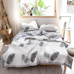 MOXI Double-sided Simple Summer Quilt Children Adult Microfiber Air Conditioning Quilt Core Picnic Travel Cover Blanket