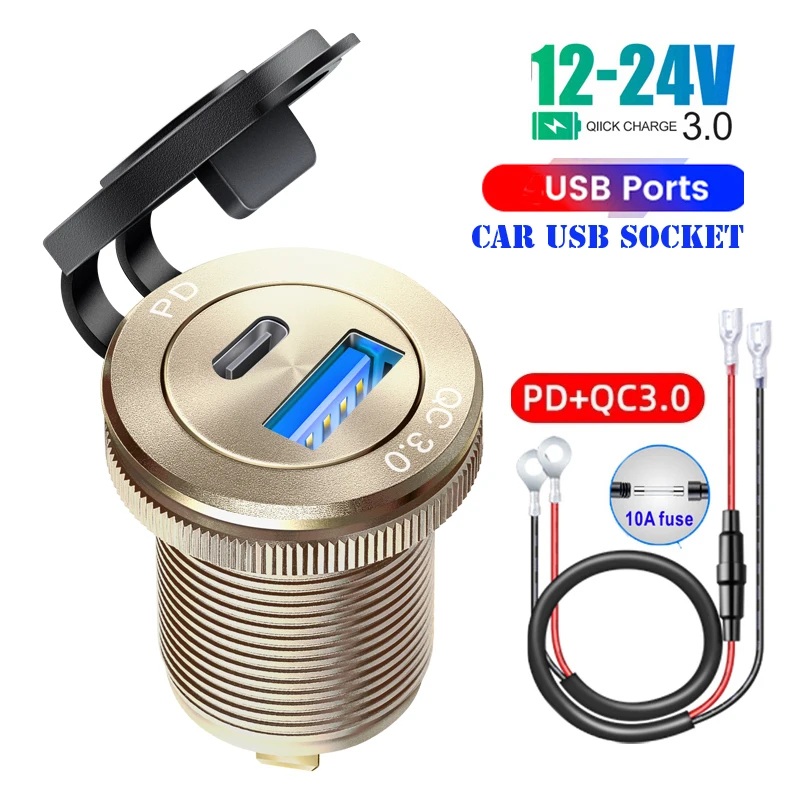 USB CHARGER SOCKET Digital Display Voltmeter built-in usb car usb outlet 3.0 socket Power Adapterfor Car Boat Marine  Motorcycle