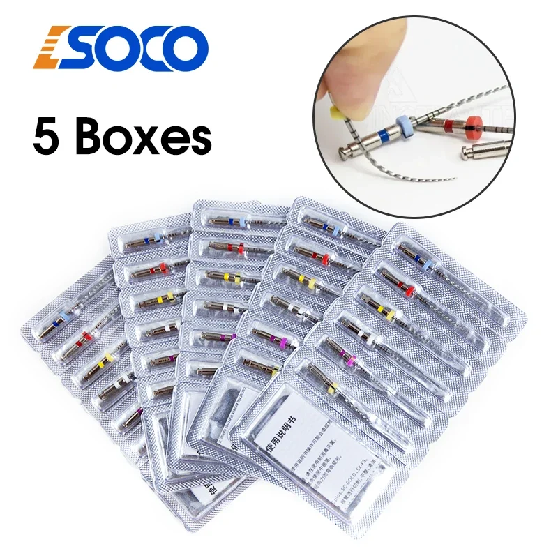 SOCO PLUS 5 Boxes Endodontic Files Activated Root Canal File Rotary Dentist Tools Material Cutting Force, Anti-Fatigue desgin