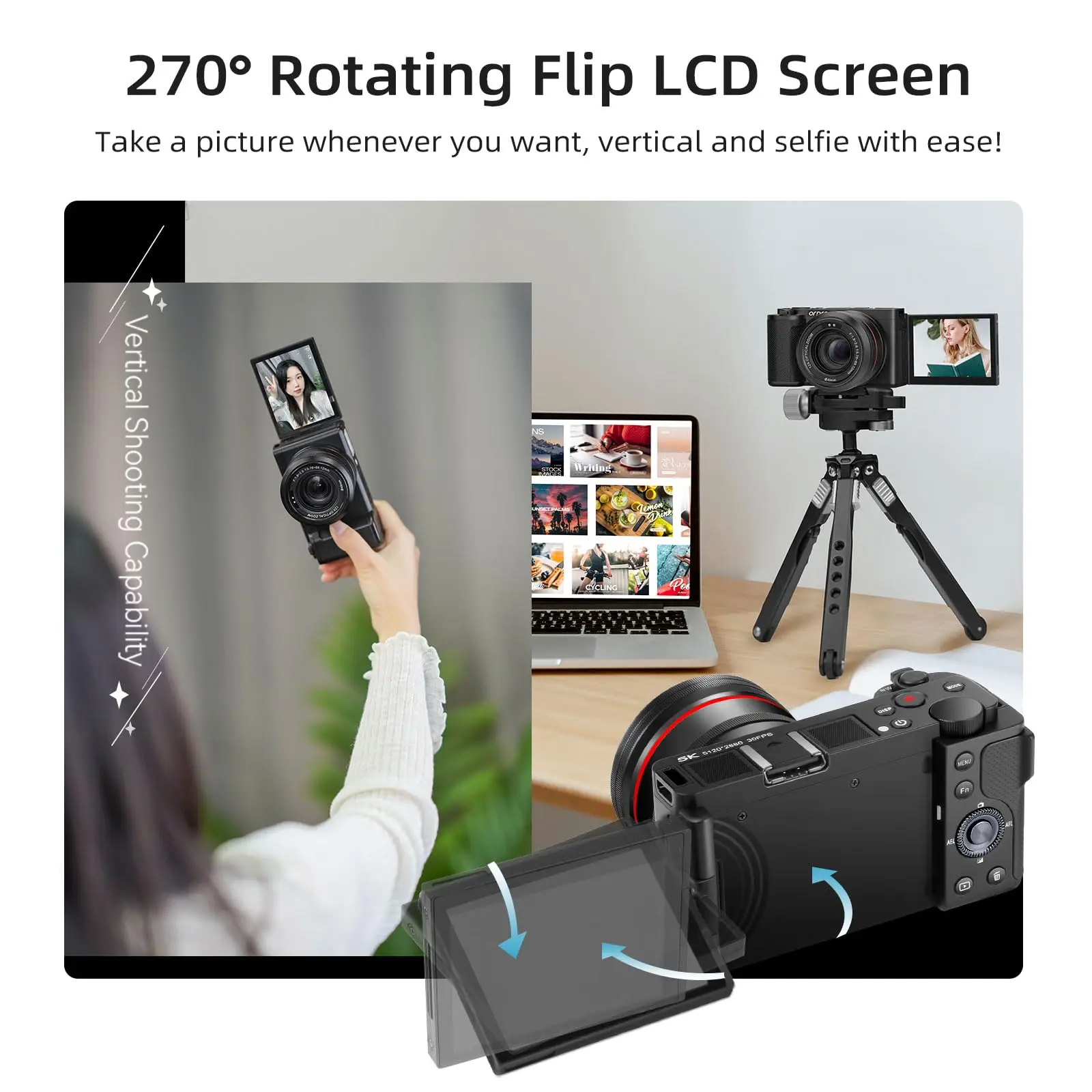 كاميرا رقمية ORDRO G730 مدمجة 4K Vlog كاميرا فيديو 12X زووم بصري 3.2 بوصة تعمل باللمس تركيز تلقائي يدوي للتصوير الفوتوغرافي