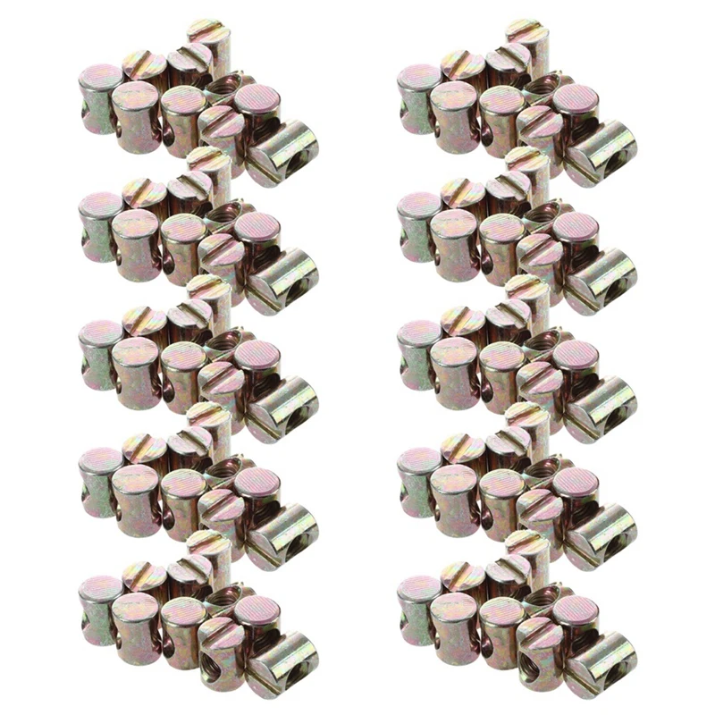 100Pcs M6 Barrel Bolts Cross Dowel Slotted Furniture Nut For Beds Crib Chairs