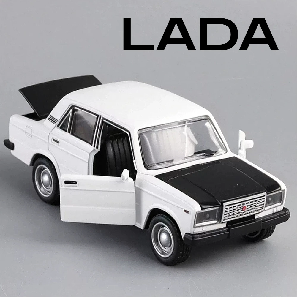 1:36 Scale Retro LADA Model Toy Car Rear Wheel Pull Back Realistic Static Design Fine Details Models Toys Great Collectible