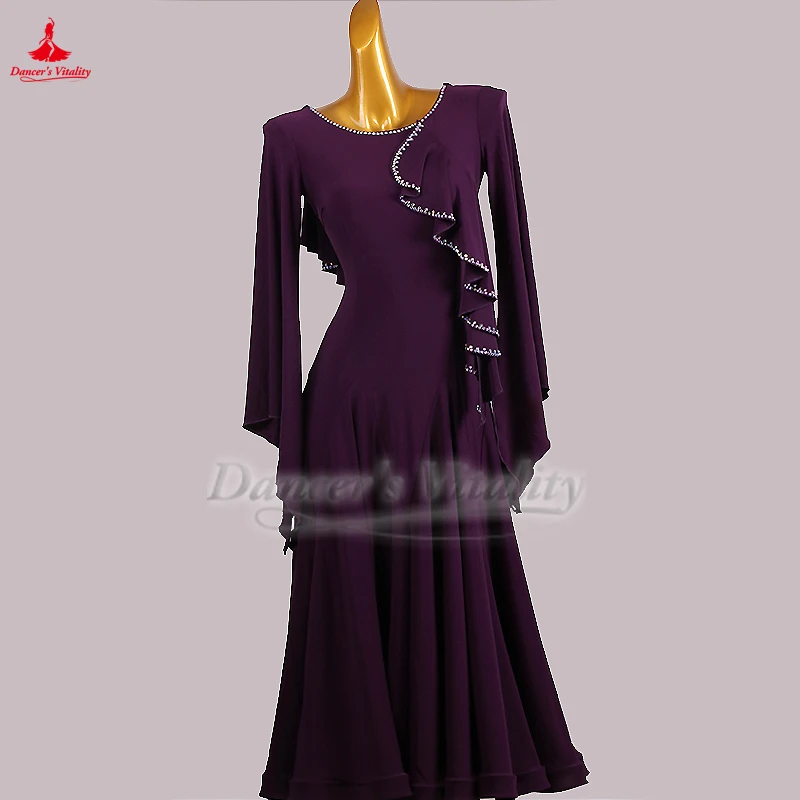 여성 사회 댄스 전문 경쟁 드레스 성인 왈츠 폭스트롯 퀵 스텝 연습 및 공연 의류 사용자 정의