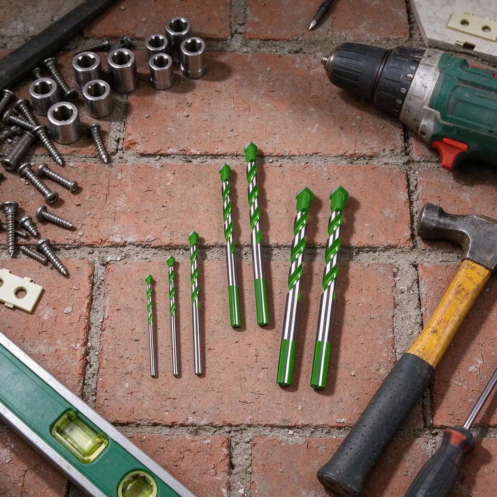 Masonry Bit Set Wall Hole Triangle Tip Bits With Straight Shank Tile Drilling Set For Masonry Concrete Tile Porcelain Brick