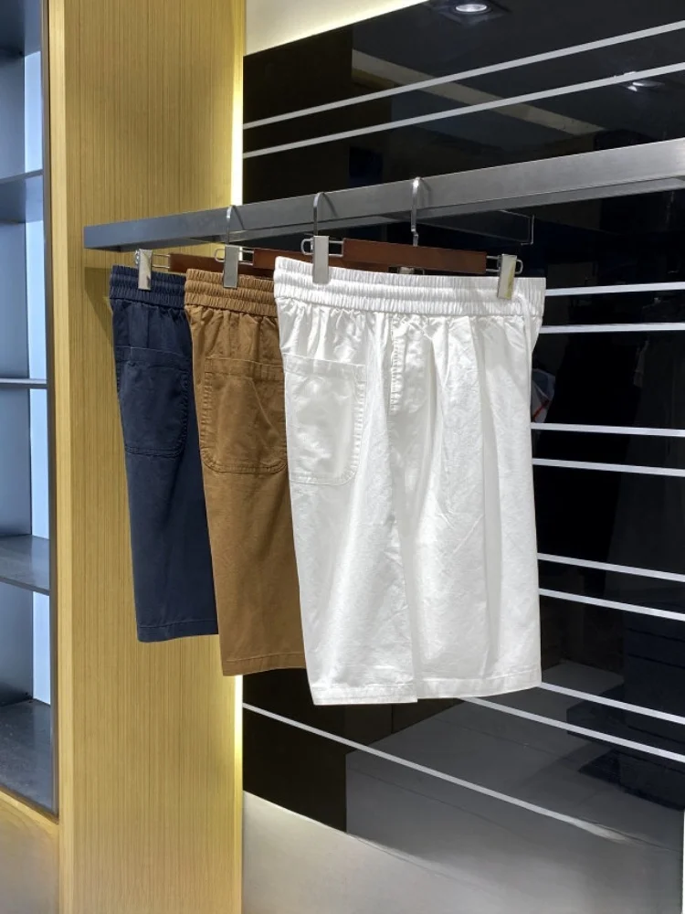  Men's Comfortable Cotton Shorts Casual Versatile Summer Fashion Five-Quarter Straight Leg Loose Elastic Waistband