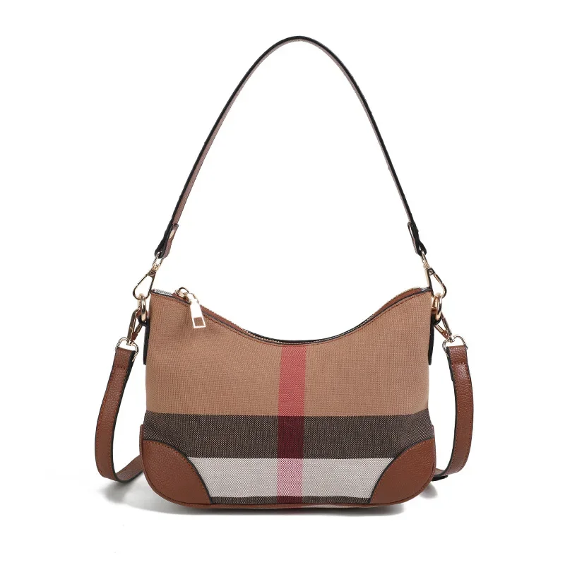 canvas-bag-with-plaid-pattern-and-leather-horn-bag-high-end-feeling-armpit-bag-single-shoulder-crossbody-bag
