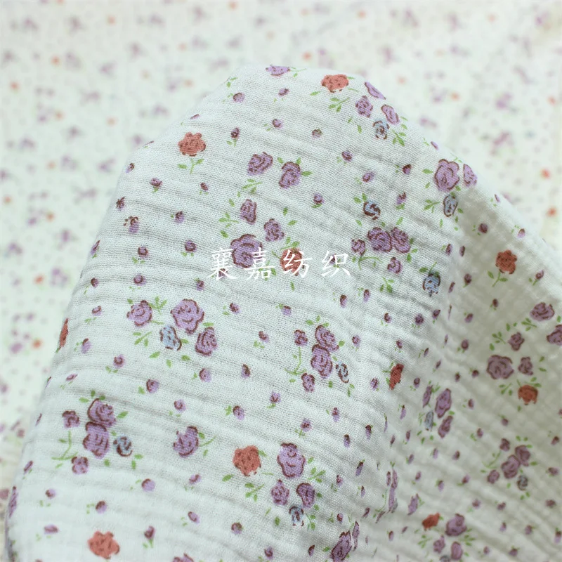 100x135cm Double Layer Baby Cotton Gauze, Crepe Small Flowers, Home Clothes, Baby Bedding Fabric