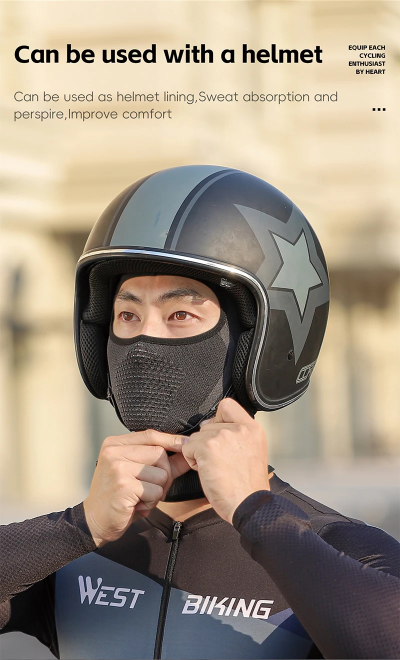 WEST BIKING Nahtlose Strick-Sturmhaube für Frühling und Herbst, atmungsaktive, winddichte Gesichtsmaske, UV-Schutz, Nackenwärmer für Radfahren und Motorradfahren – Detail 6