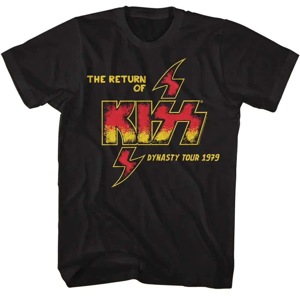 

Kiss Music Band T-Shirt Official 1979 Dynasty Tour Music Black Cotton New SM-5XL