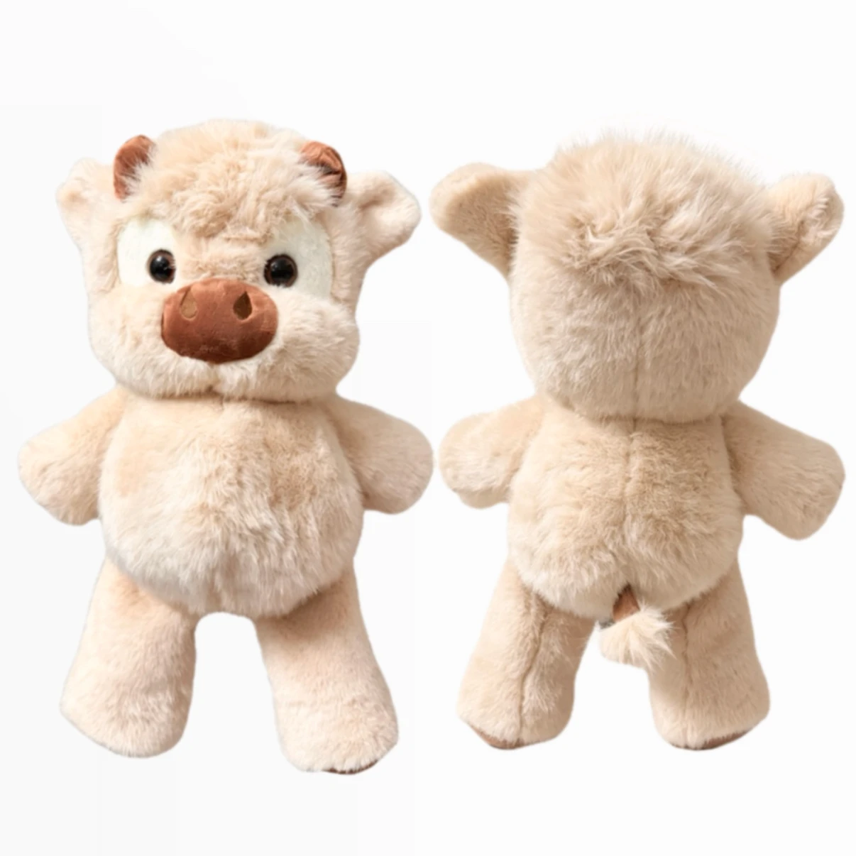 Wholesale Cuddly Plush Toys Cattle High Quality Fluffy Sitting Pose Doll Warm Cozy Children Companion Xmas Gift Home Decor Gift