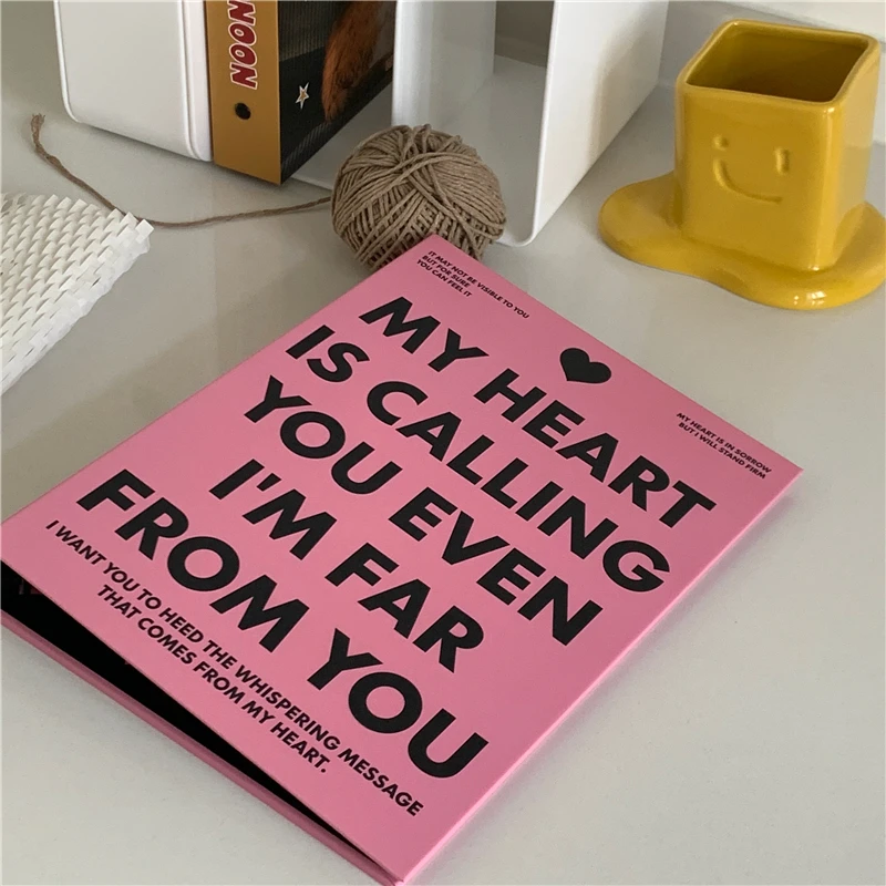 A5 Minimalist Letter Binder Kpop Photocard Collect Book Vintage Scrapbook Album for Polaroid Photos, Cards, Journal