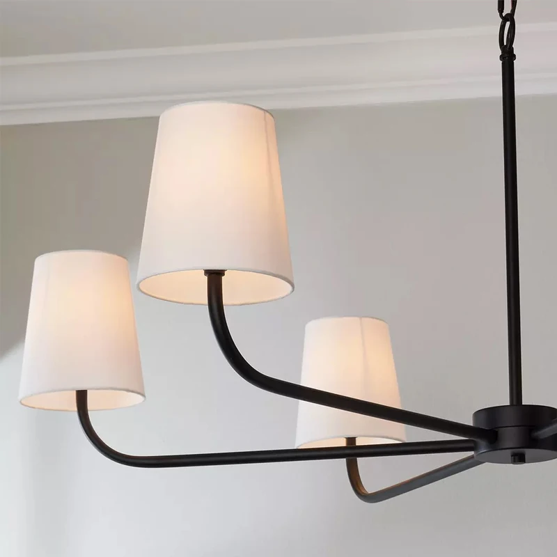 Modern Minimalist Fabric Lampshade Pendant Light American Countryside 2 Heads 6 Heads Restaurant Lamp Post-modern Bedroom Decor view 5