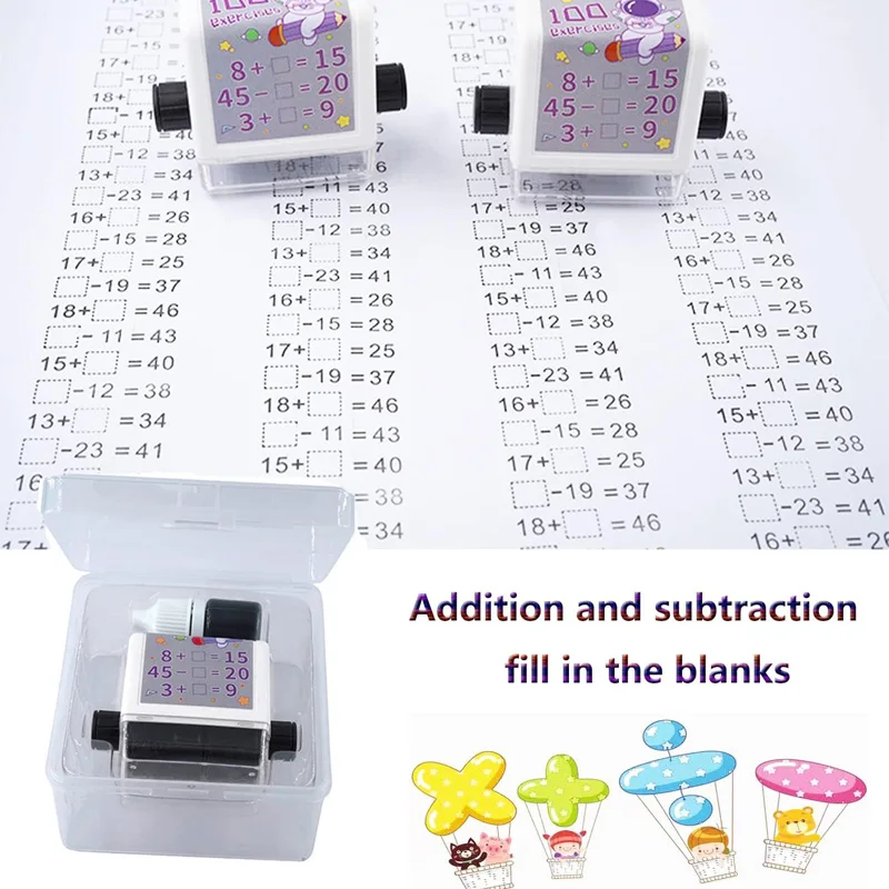 Roller Digital Teaching Stamp Addition Subtraction Multiplication Division Seal Roller Stamp Within 100 Teaching Math Practice