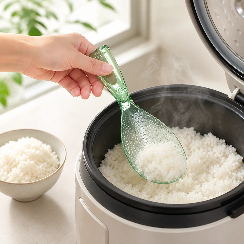 New Plastic Rice Paddle Heat Resistant Nonstick Surface Rice Serving Spoon Thickened Textured Rice Cooker Spoon Home Cooking