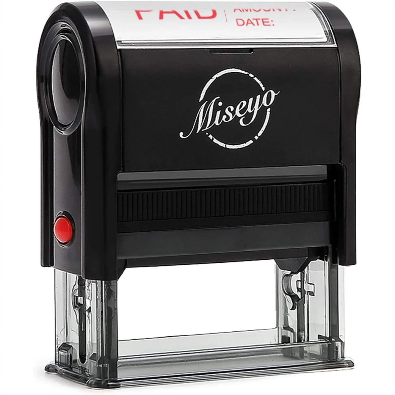 Self Inking Date Stamp with Check Number and Amount - Red Ink