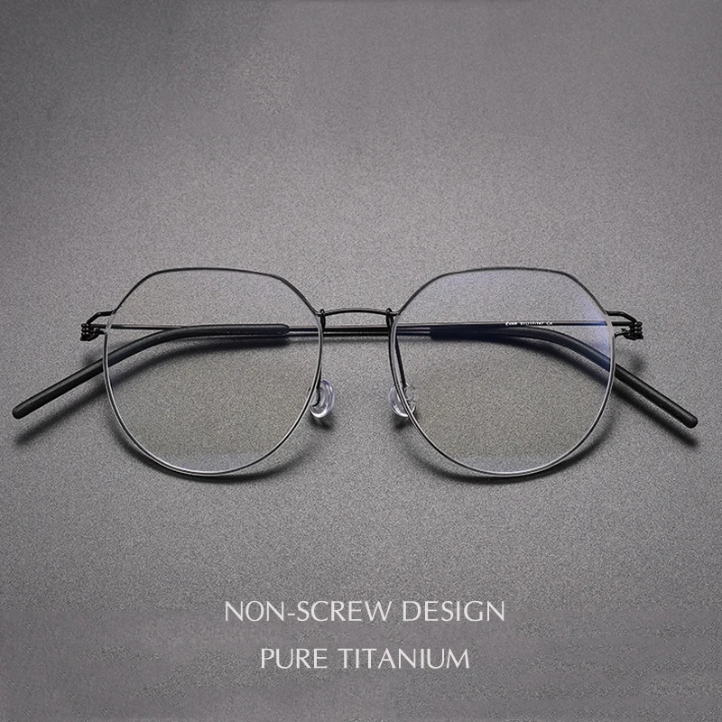 Premium Denmark Brand Designer Men's Non-screw Oversized Pure Titanium Frame Eyeglasses Women Fashion Lind Style Optical Glasses