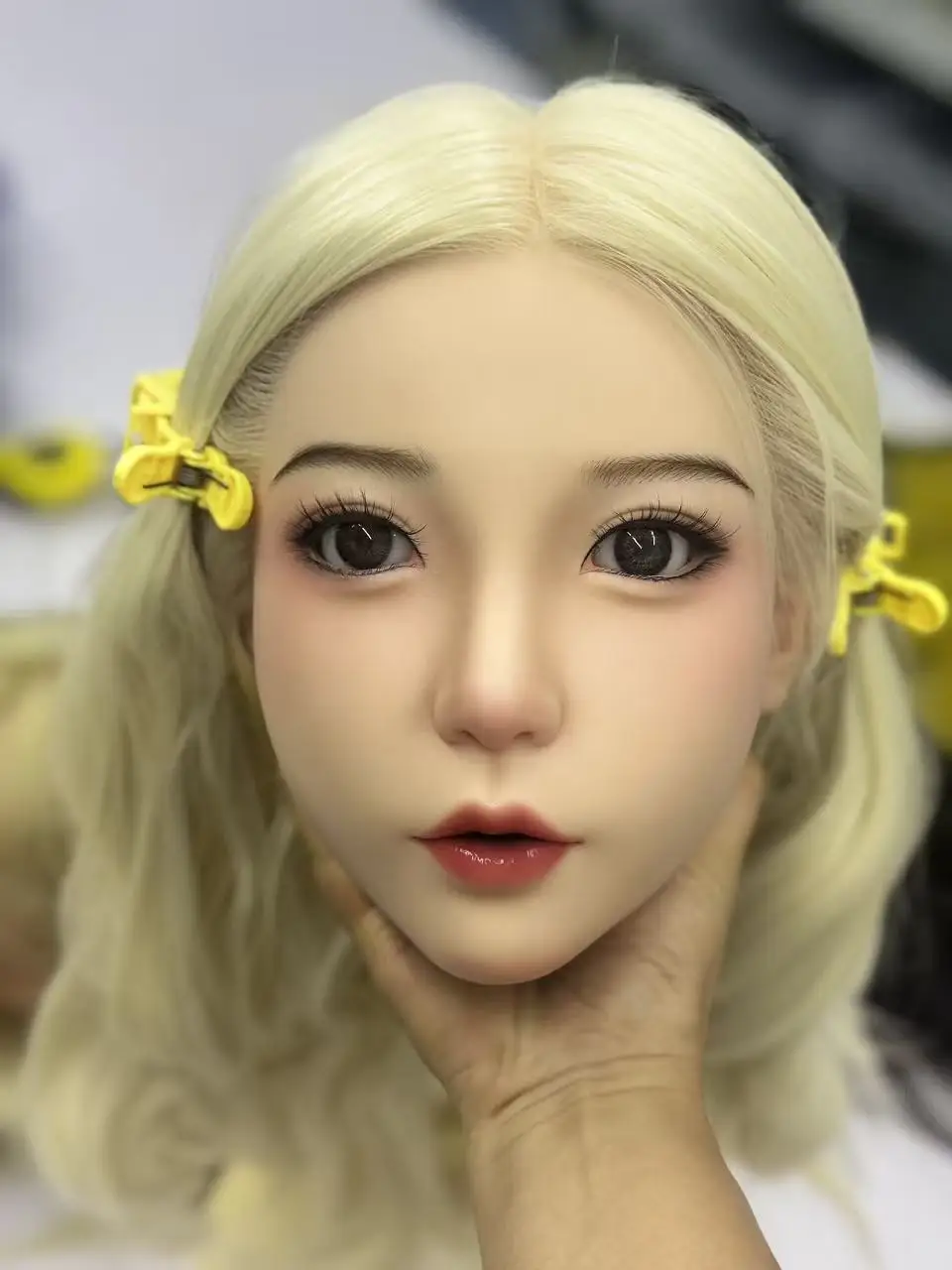 نموذج رأس أنثى، جميل للغاية، رأس عارضة أزياء، نموذج رأس أنثى، نسخة 1:1، مادة السيليكون، شعر تدريب (بدون ملحقات)