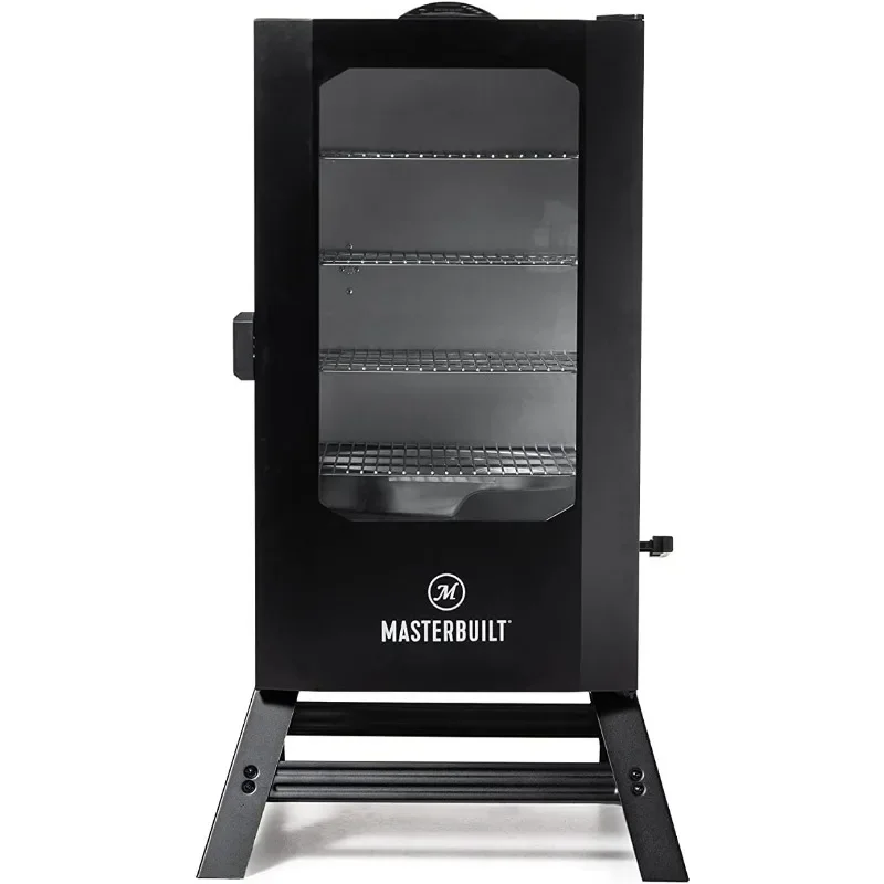 

40-inch Digital Electric Vertical BBQ Smoker with Leg Kit, Side Wood Chip Loader and 970 Cooking Square Inches in Black