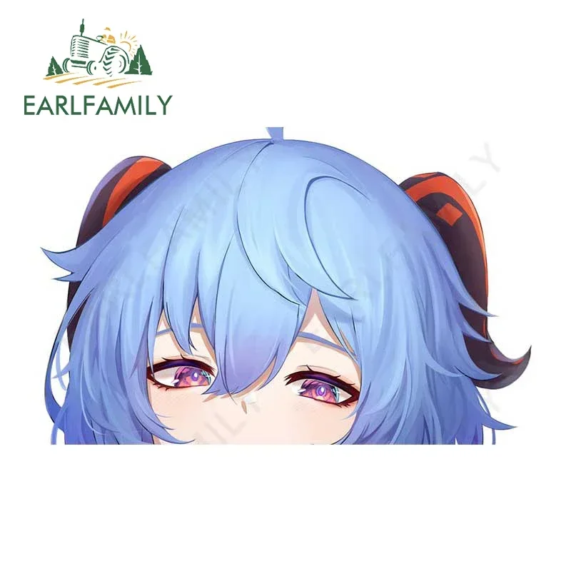 EARLFAMILY 13 cm für Genshin Impact Ganyu Autoaufkleber, modische Anime-Kratzfeste Aufkleber, Windschutzscheibe, Kofferraum, Dekor, Autowaren