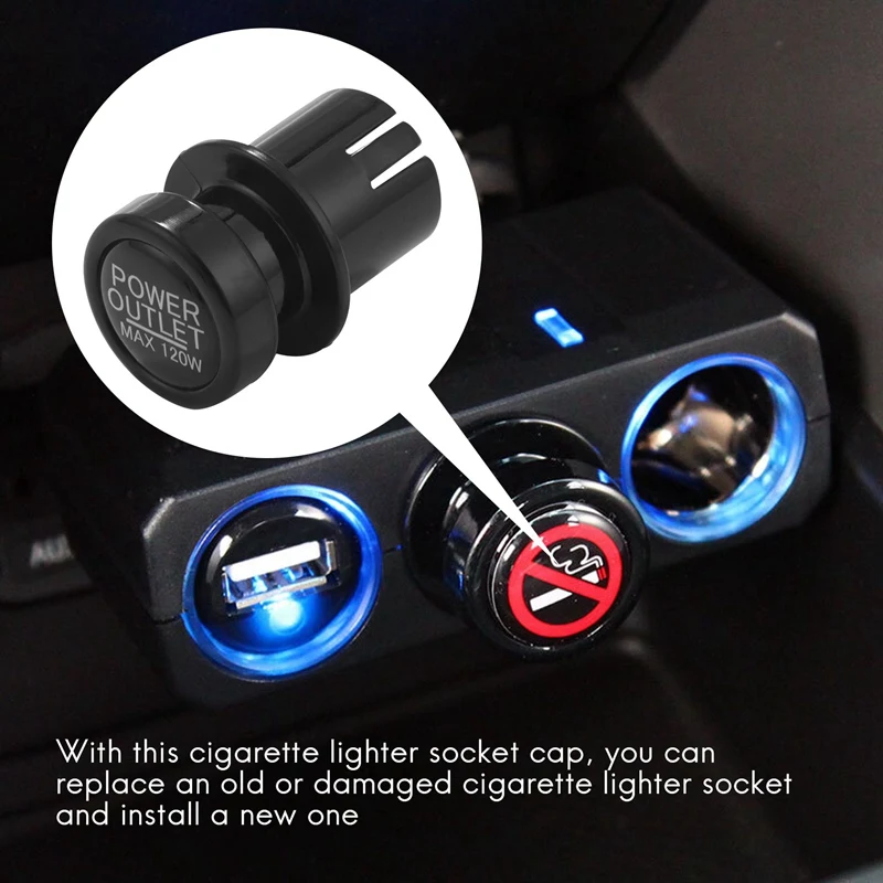 Cigarette Lighter Socket Cover Cap 2 Pack, Universal Waterproof Dustproof Plug For Car Power Outlet Prevent Children From Puttin