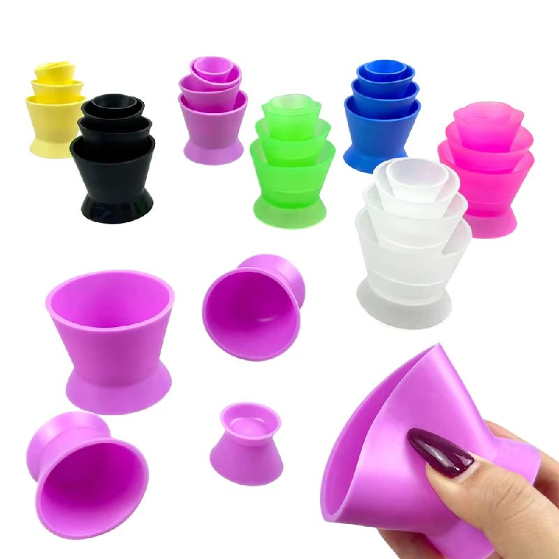 4pcs/set Dental Self-solidifying Silicone Cups Mixing Bowl Flexible Medical Rubber Equipment Mixing Cup Non-Stick Lab Clean Cup