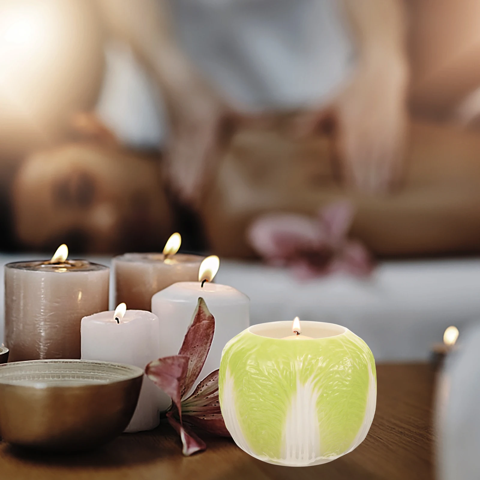 

Ceramic Cup Vegetable Pattern Multipurpose Holder Desktop Decorative Candlestick for Cozy Home Ambiance