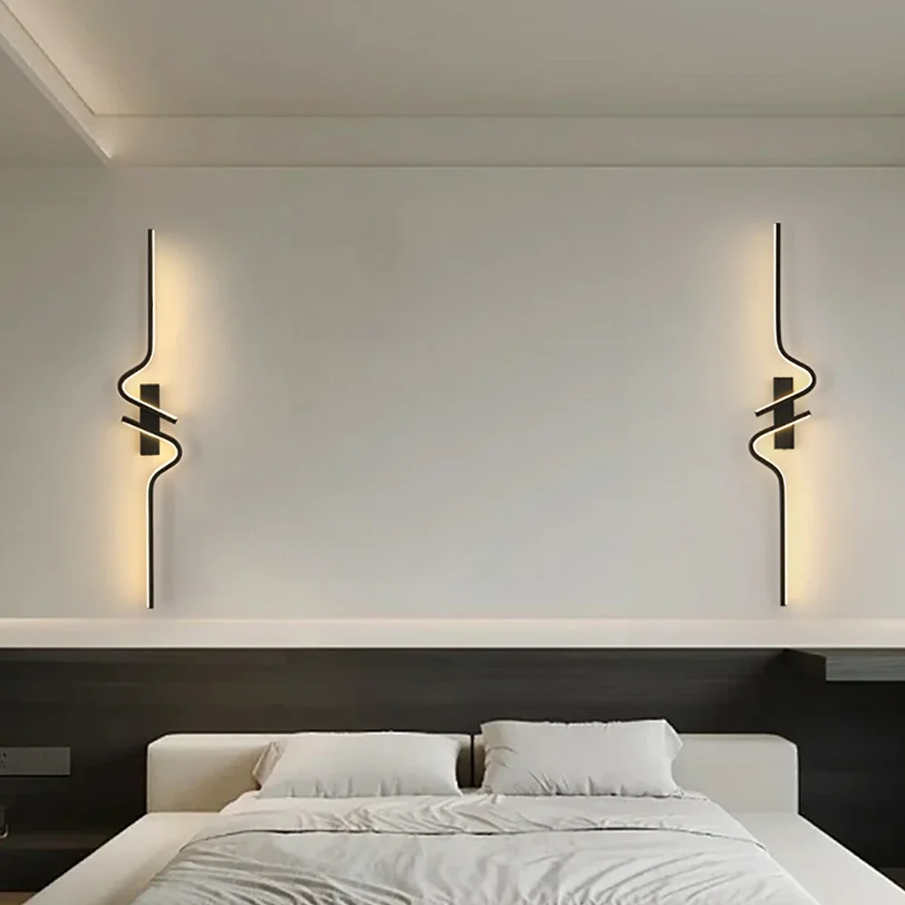 Lampada da parete a Led nordica striscia creativa luce minimalista camera da letto comodino applique a Led luci soggiorno TV divano sfondo parete L