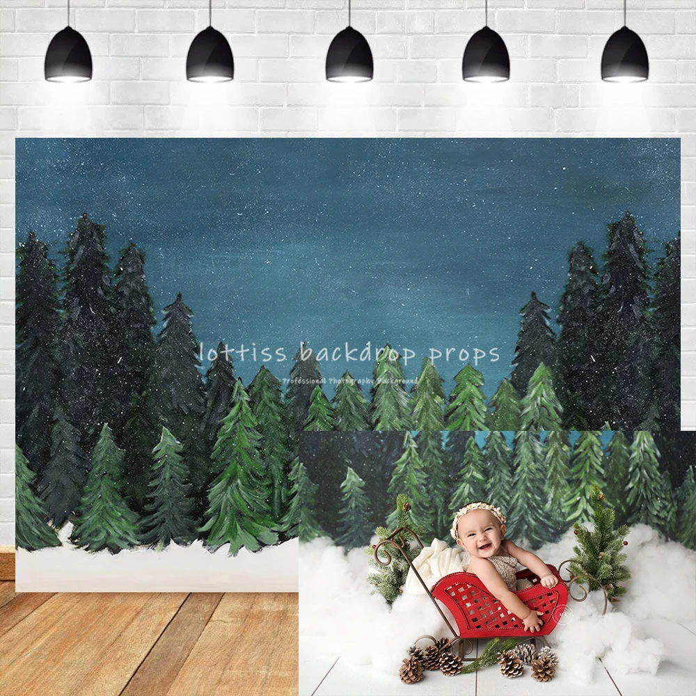 

Winter Terrific Trees Backdrops Kids Baby Cake Smash Birthday Party Props Winter Forest Decor Background Child Photostudio