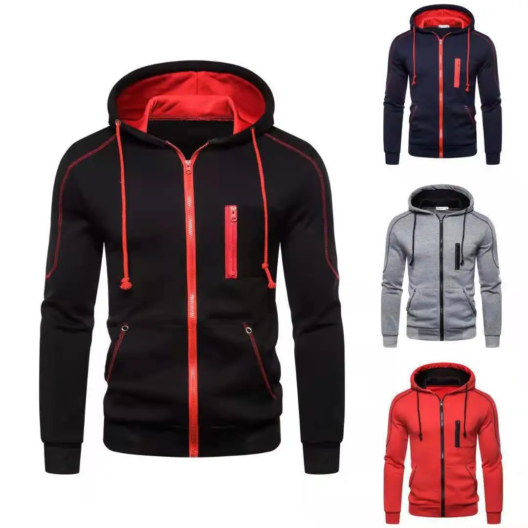 Autumn Men Sweatshirts Long Sleeve Jacket Hoodie Zipper Closure Jacket Male Hoodies Sweatshirt Slim Fit Male Clothing
