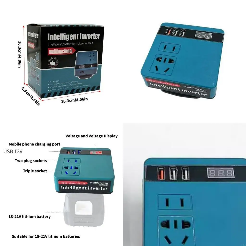 

27RA 18V-21V To 220V Power Inverter With 3 USB Output Port For Electronics