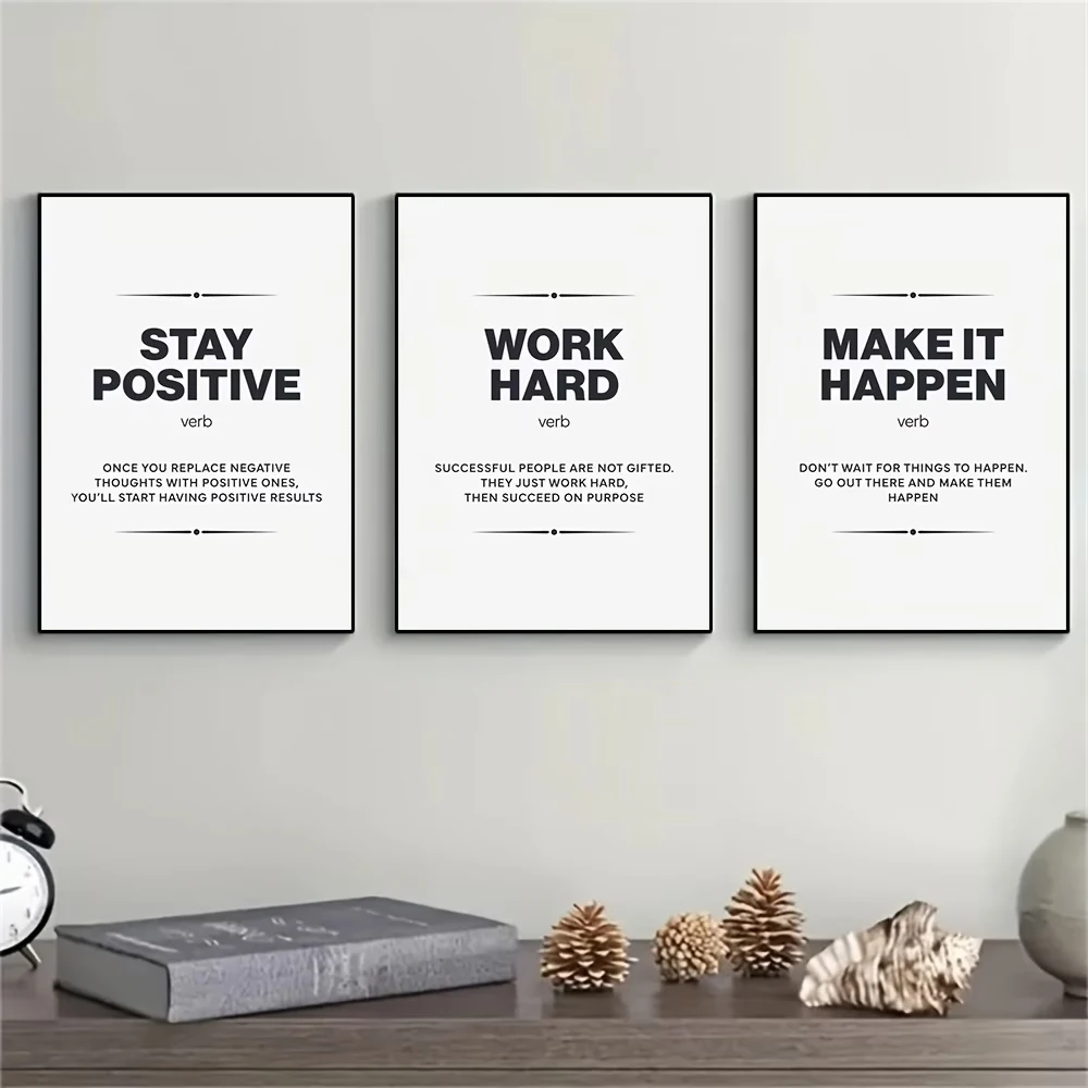3pcs frameless Canvas Painting 3pcs Modern Success Inspirational Motivational Quotes Wall Art Print Canvas Painting Poster Pictu