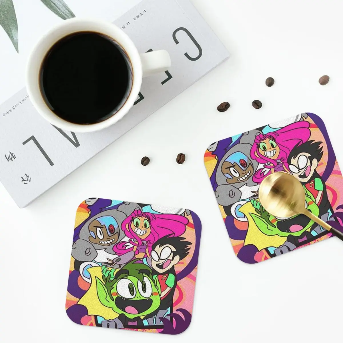 teen-titans-go-jovens-titas-coasters-placemats-de-cozinha-a-prova-d'agua-copo-de-isolamento-tapetes-de-cafe-para-almofadas-de-decoracao-conjunto-de-4