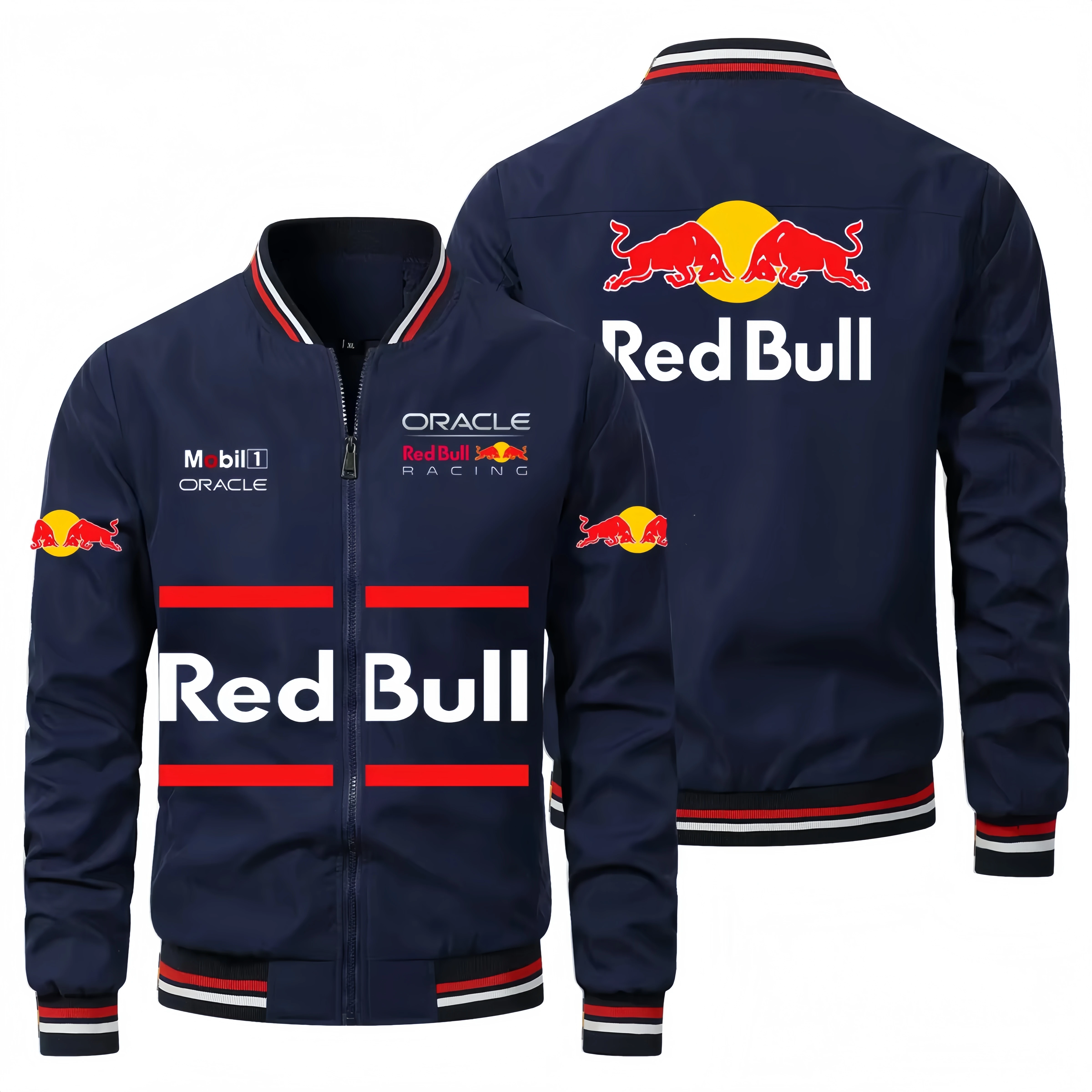 

2025 New Red Bull Logo Jacket Windbreaker Men's Vintage Motorcycle Jacket Red Bull Racing Sportswear Red Bull Racing Team Jacket