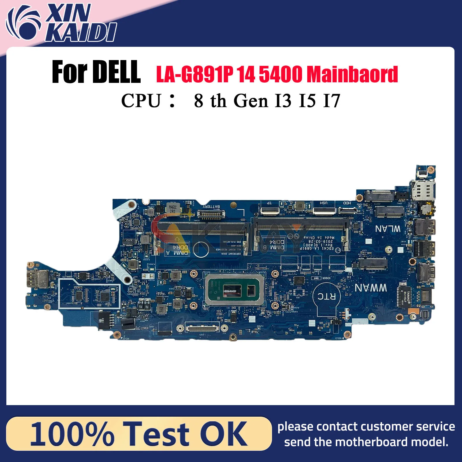 

Материнская плата для ноутбука DELL Latitude 5400 LA-G891P с процессором i5 i7 8-го поколения EDC41 CN-03WM4C 0HJD1J, 100% протестировано, ОК