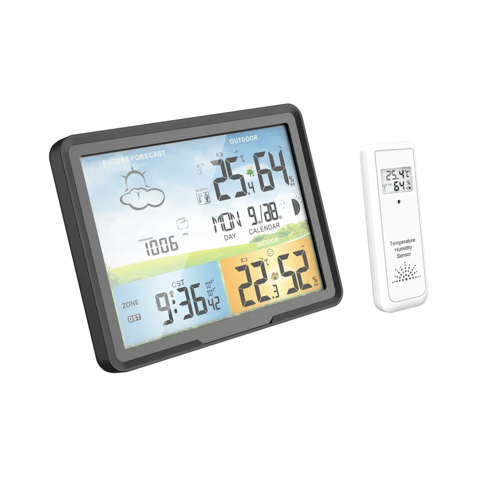 

PT20A Wireless Weather Station Colorful LCD Weather Forecast Snooze alarm clock RCC WEATHER STATION for living room