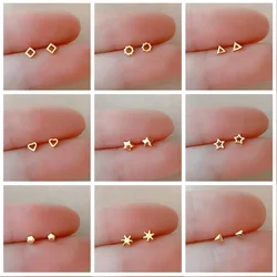 Minimalism Earrings Silver Plated Allergic Protection Mini Small Stars for Women Student Stud Earrings Jewellery