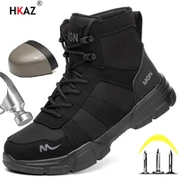 Botas de seguridad indestructibles para el trabajo para hombre, botas militares para exteriores, zapatos industriales antigolpes y antipinchazos, botas para hombre, botas para el desierto