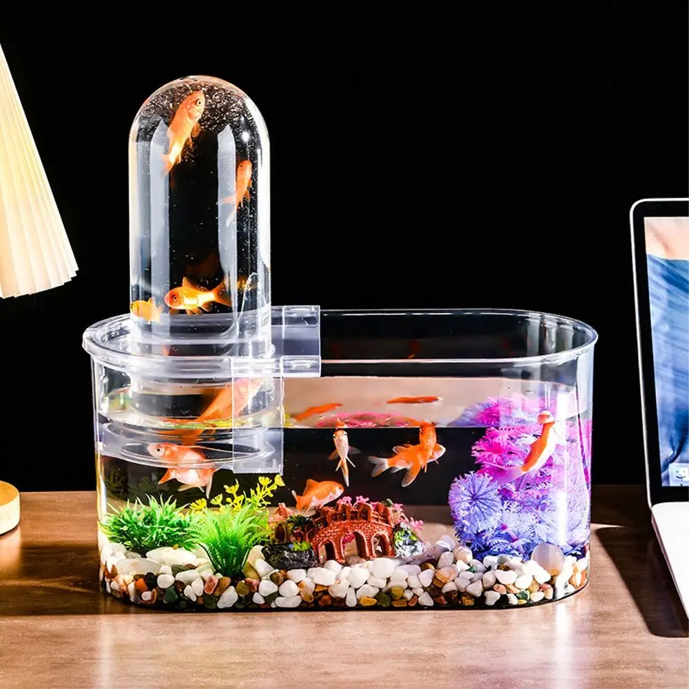 

Unique Style Clear View Negative Pressure Fish Tank Space Saving Shatterproof Small Goldfish Tank Plastic Fish Bowl Gift Idea