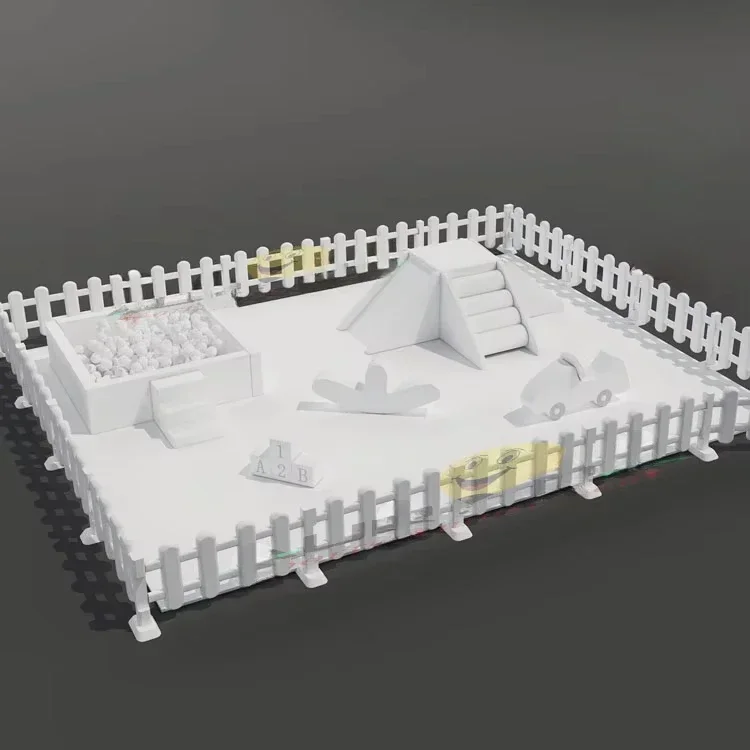 สนามเด็กเล่นในร่มสําหรับเด็กสีขาวอุปกรณ์เช่าปาร์ตี้กลางแจ้งนักปีนเขาและลูกบอลนุ่ม