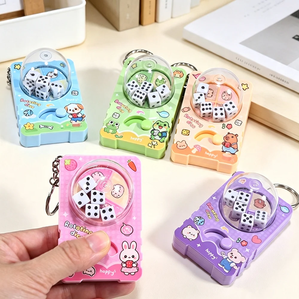 Portable Fidget Dice Keychain Stress Relief Toy Dice Gaming Stress Reliever Decision Maker Novelty Gift Back to School Key Ring