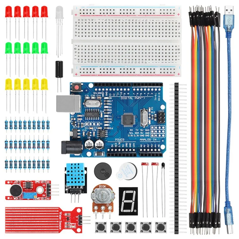 

Базовый стартовый комплект для Arduino R3, долговечный Обучающий набор для программирования электроники «сделай сам» с программируемыми кодами