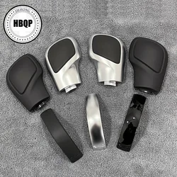 1PCS Chrom Matt Mit Leder Schaltknauf Getriebe Seite Abdeckung DSG Emblem Für VW Golf 6 7 R GTI passat B7 B8 CC R20 Jetta MK6 GLI