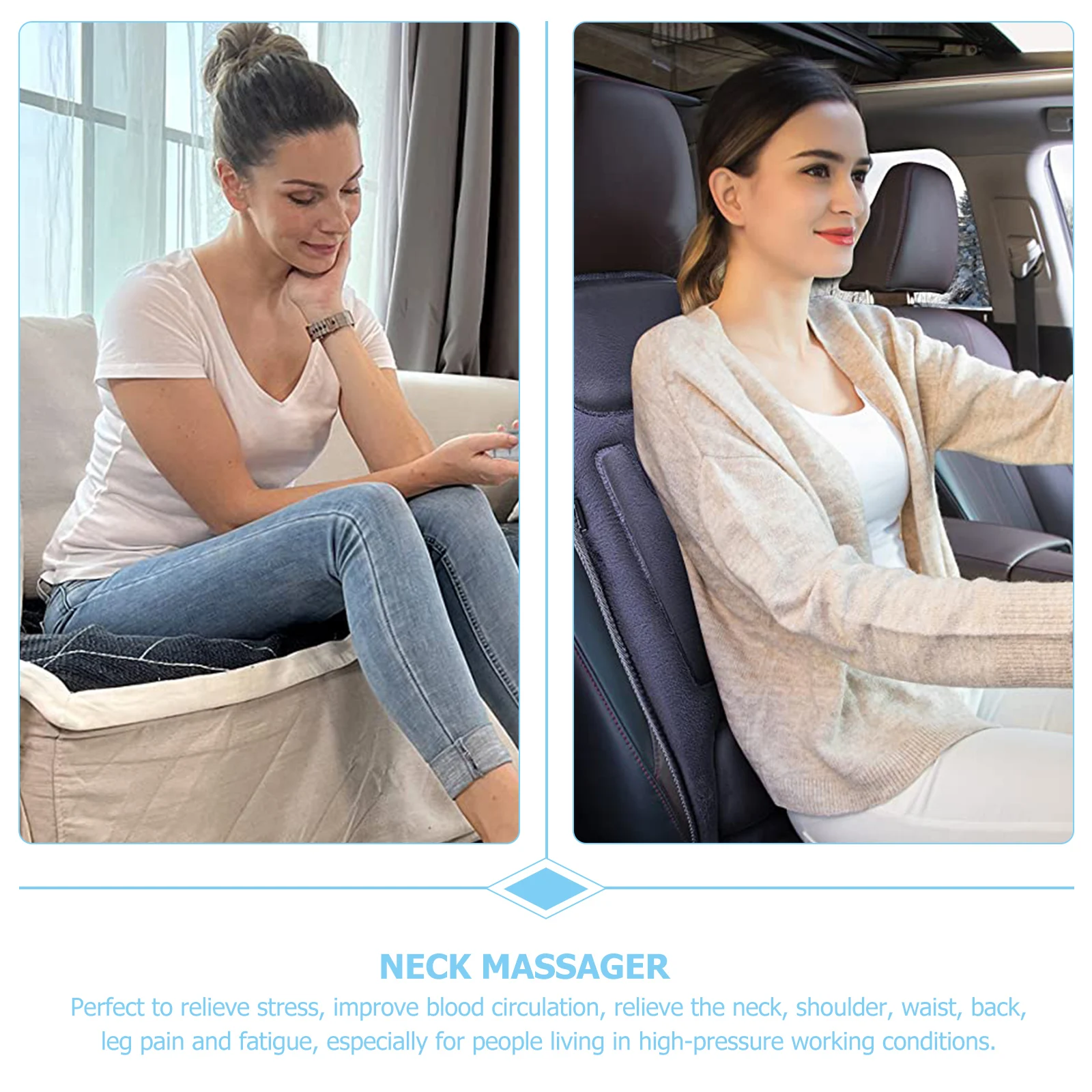 

H held Blue Neck Massager Automatic Fitness Neck Massage Roller Tool for Shoulder Pain Relief Massage Roller Self Care